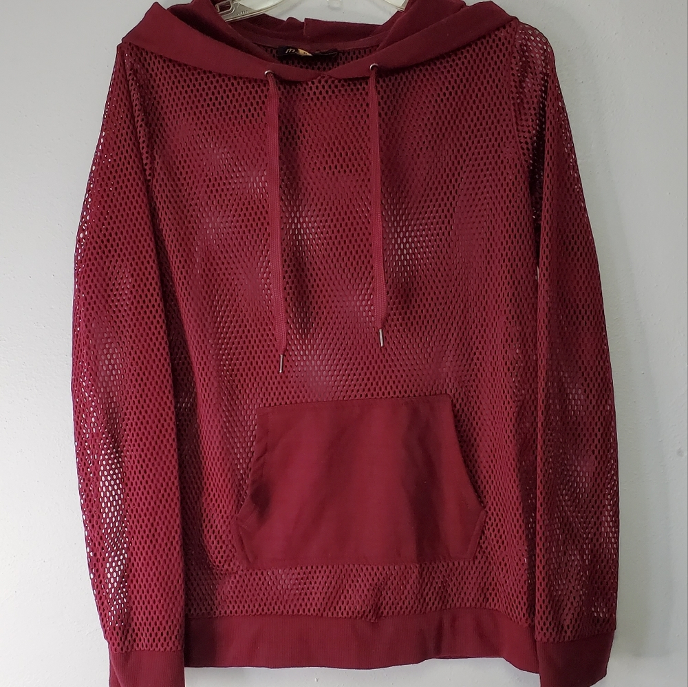 Madden/Maroon Mesh Hoodie